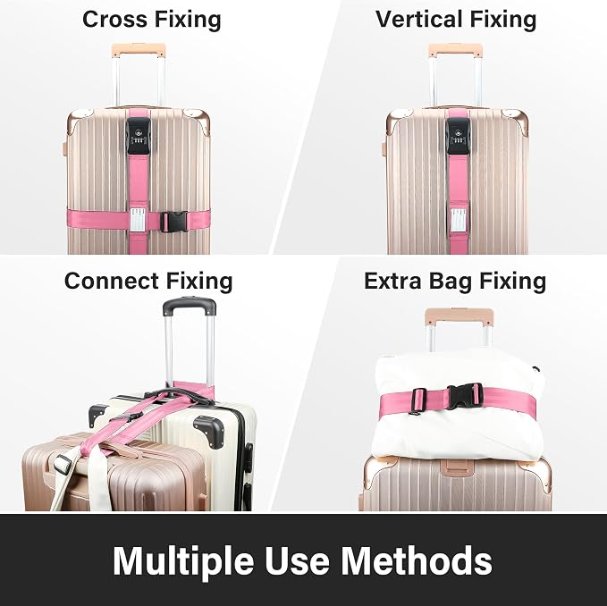 Luggage Straps, 2 Pack Adjustable Heavy Duty Cross Suitcase Straps - Image 6