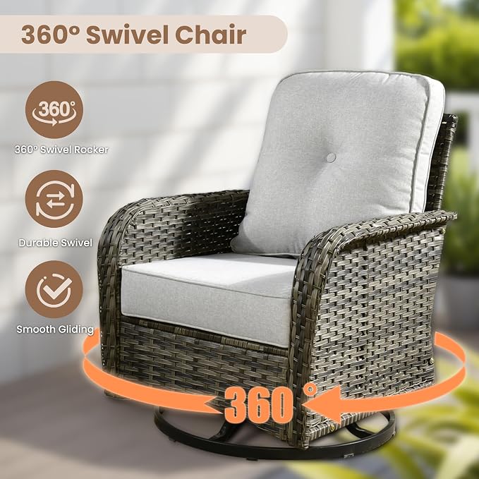 HOOOWOOO Patio Furniture Set, 3 Pieces Outdoor Conversation Set, All Weather - Image 2