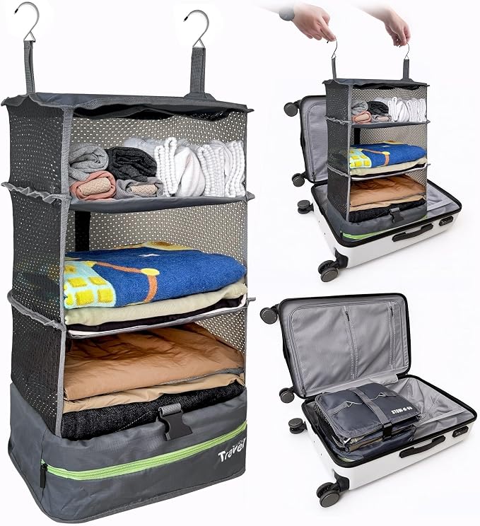 Grand Fusion Stow-N-Go Travel Luggage Organizer – Portable Hanging Travel by GrandFusion
