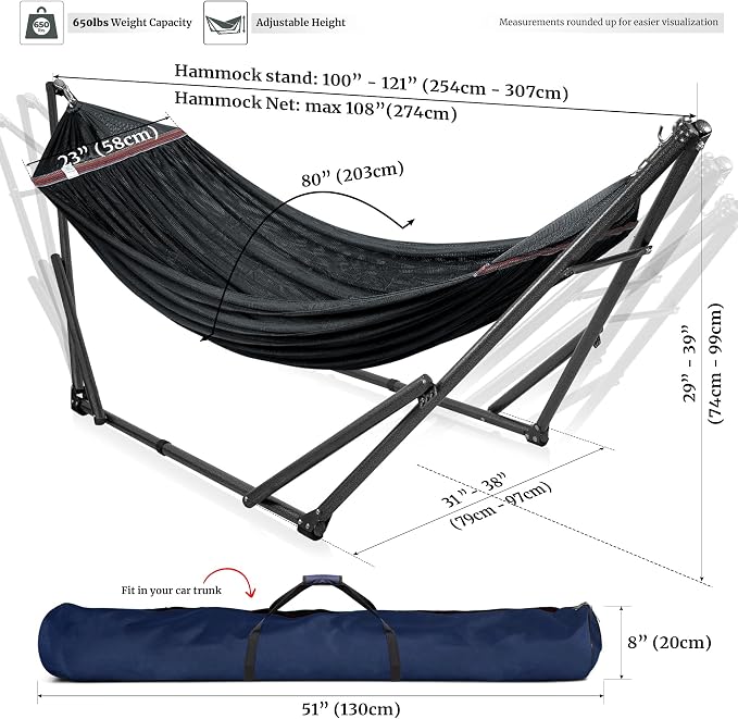 Tranquillo Universal Hammock Stand 600 lbs Capacity, Instant 20s Foldable - Image 6