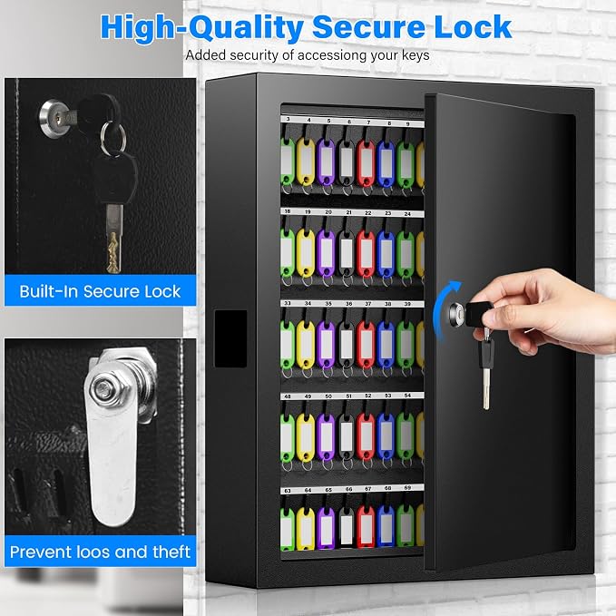 125 Keys Key Lock Box Wall Mount, Anti-Theft Key Organizer - Image 8