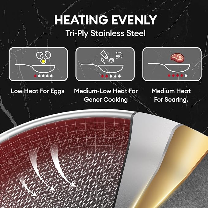 COOKER KING Stainless Steel Cookware Set, Pots and Pans Set Non Stick, Hybrid - Image 3