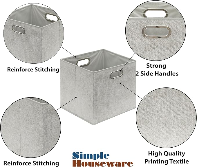 SIMPLE HOUSEWARE 13-Inch Collapsible Fabric Cube Storage Bin - Image 5