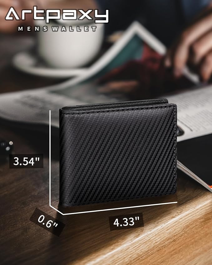 Mens Wallet Genuine Leather Bifold RFID Blocking Wallet - Image 2