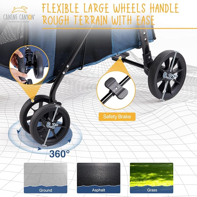 Upgraded 4 Wheels Pet Stroller for Small/Medium Dogs- One Button Fold, - Image 2