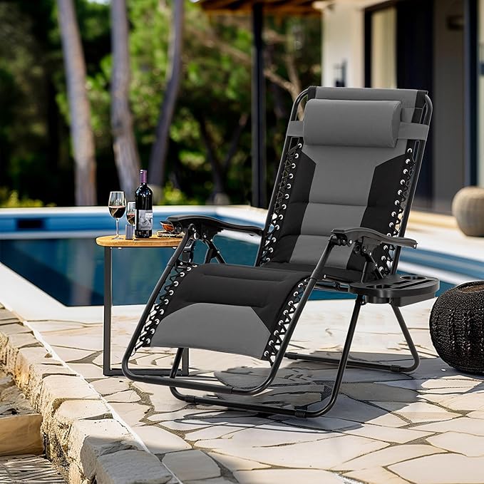 MFSTUDIO Padded Zero Gravity Chair Set of 2, Folding Patio Lounge Recliner - Image 2