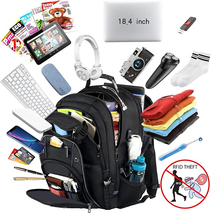 18.4 Laptop Backpack for unisex, 55L Extra Large Gaming Laptops Backpack - Image 4