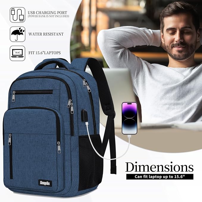 Black Backpack for Men Women, School Backpack for Boys Girls Teens, 15.6 Inch - Image 4