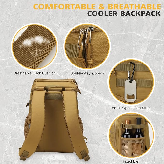 Tactical Backpack Cooler, 25L Cooler Backpack Insulated Leak-Proof, Heavy Duty - Image 6
