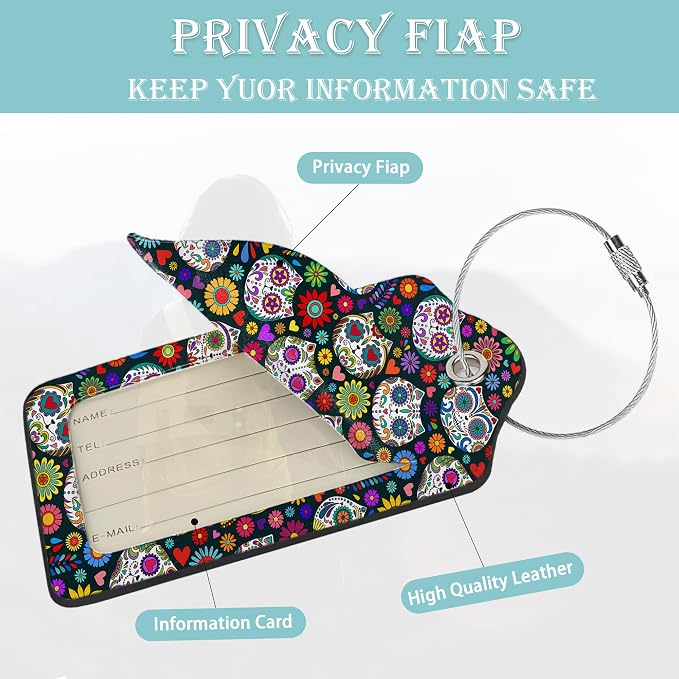 Sugar Skull Cat 2 Pack Luggage Tag - Image 2