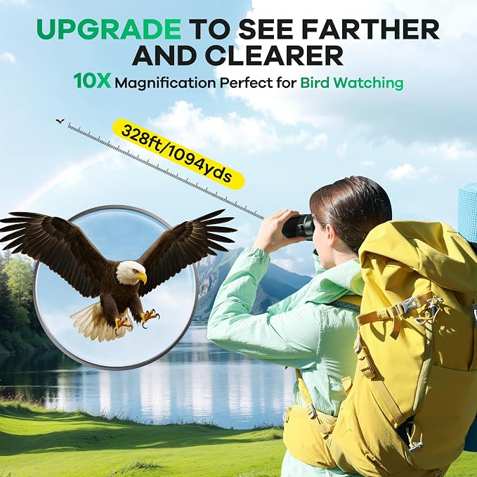 10x25 Compact Binoculars for Adults and Kids, Large View Waterproof Small - Image 2