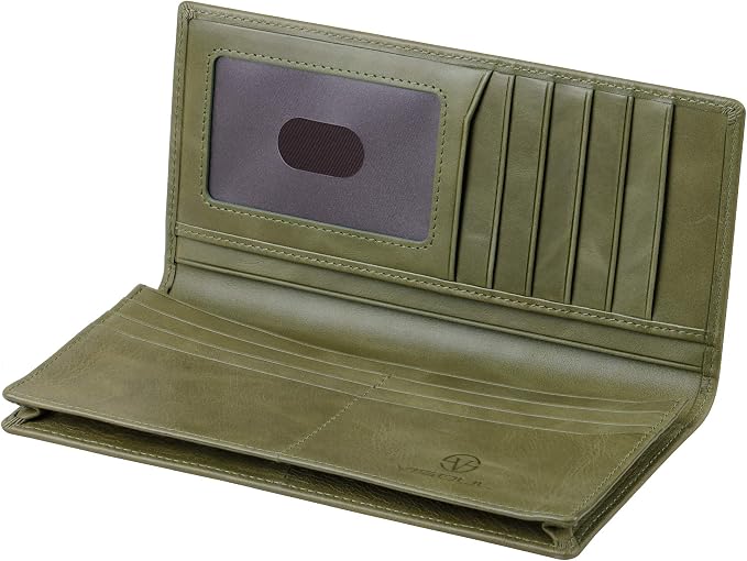 VISOUL Mens Long Bifold Checkbook Wallets Genuine Leather, Tall Checkbook RFID - Image 2