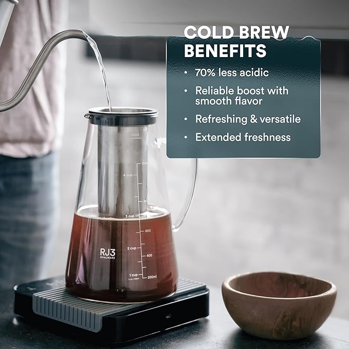 OVALWARE Airtight Cold Brew Iced Coffee Maker Pitcher and Tea Infuser - Image 3