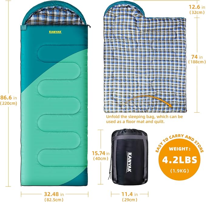 Camping Sleeping Bag, 32℉ Sleeping Bags - Image 2