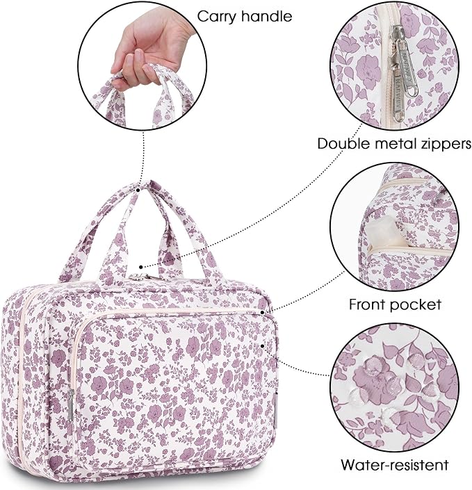 Travel Toiletry Bag for Women Large Hanging Makeup Bag Organizer Toiletries Bag - Image 5