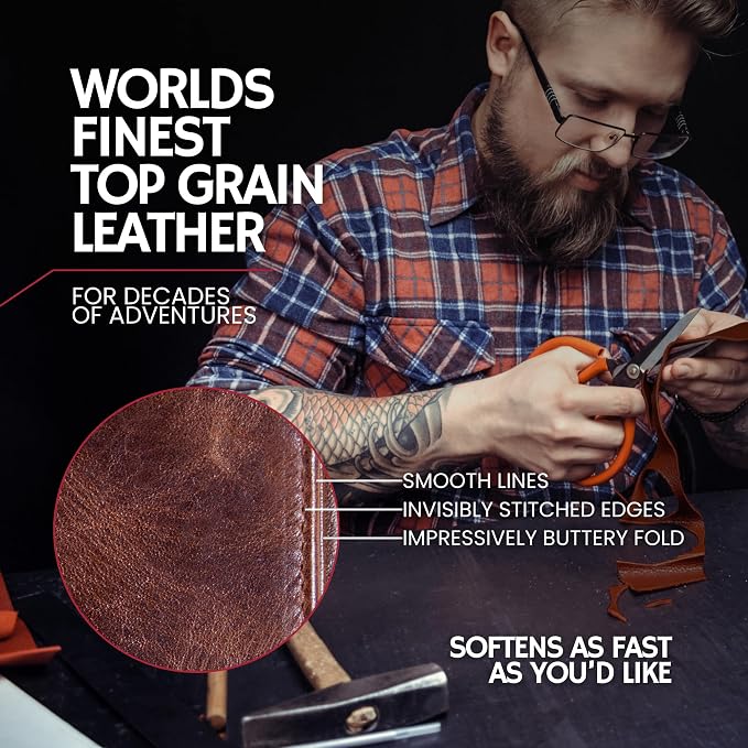 BULL GUARD Best Leather Men's RFID Trifold Wallet - Image 6