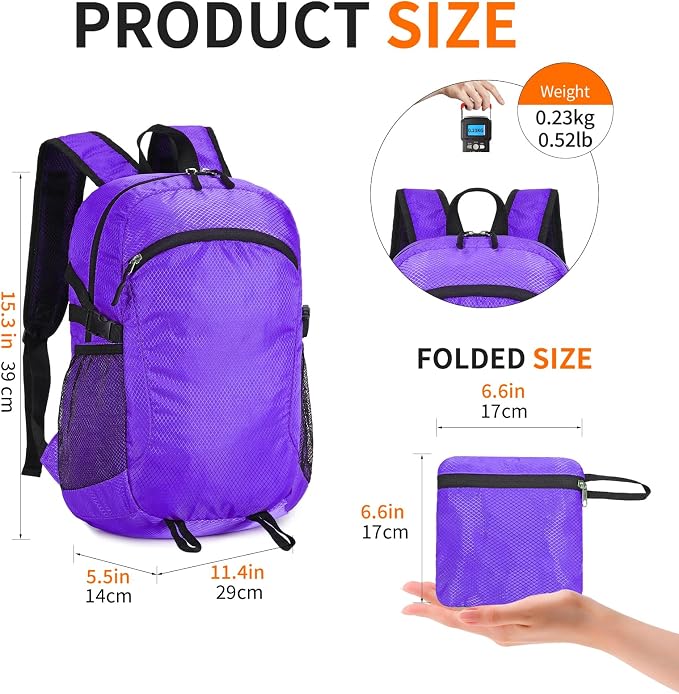 Small Hiking Daypack, 15L Water-Resistant Hiking Backpack Packable Lightweight - Image 5