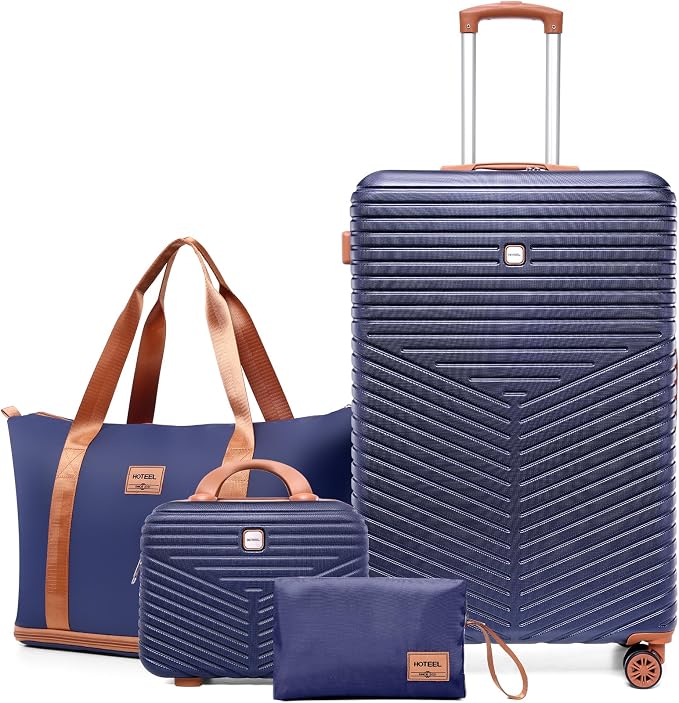 Hoteel 4 Piece Luggage Set Carry on ABS+PC Hard Shell Suitcase by HOTEEL