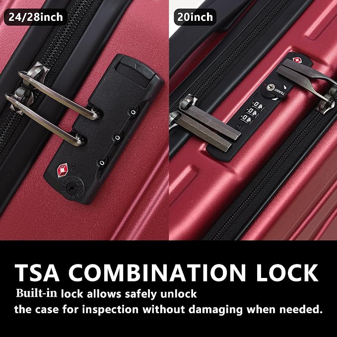 TydeCkare 2pcs 20/28" Luggage Set Lightweight HardShell, Only 20 Inch Carry On - Image 4