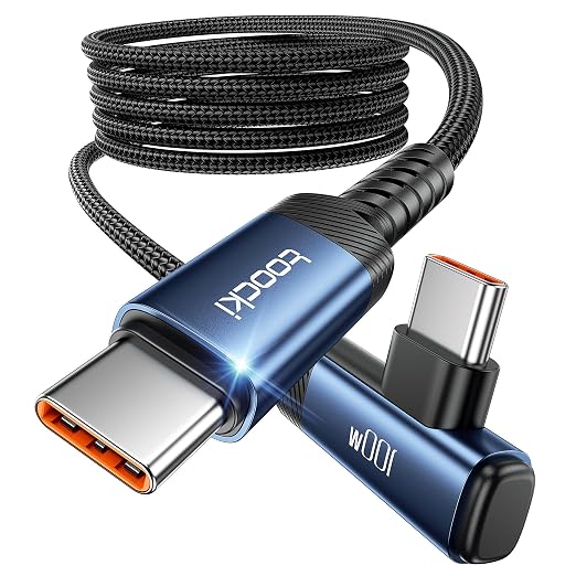 USB C Cable 6.6ft 100W Right Angle Fast Charging Cord, Nylon Braided USB 2.0 by toocki