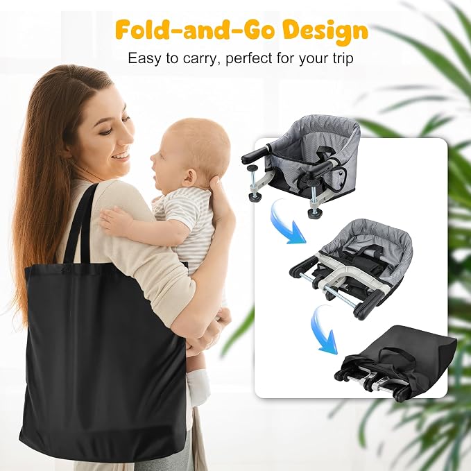 Hook On Chair with Removable Dining Tray, Folding Baby Chair, Portable Table - Image 6