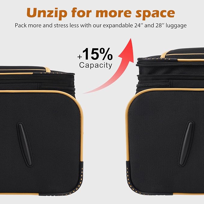 Coolife Luggage 4 Piece Set Suitcase Expandable TSA lock spinner softshell - Image 3