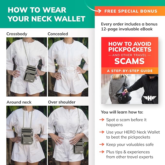 HERO Neck Wallet, RFID Blocking Passport Holder - Image 6