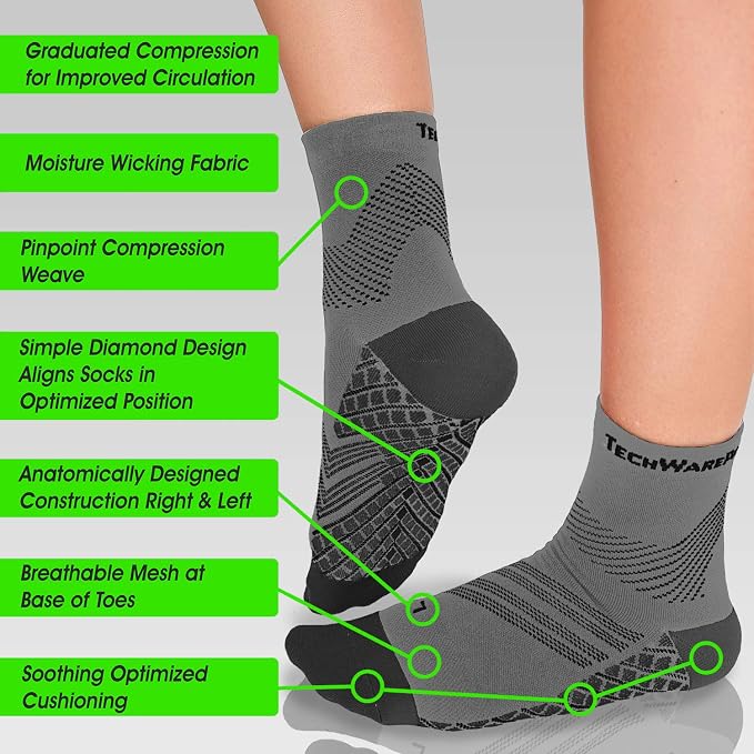 TechWare Pro Plantar Fasciitis Socks – Cushion Ankle Compression Socks Women & - Image 3