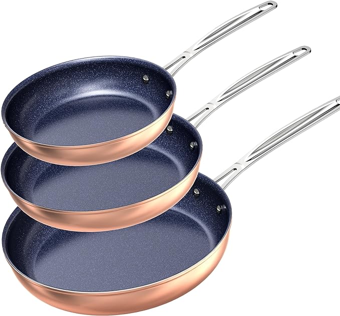 Nuwave 3-Piece Fry Pan Set, 12” Forged Lightweight, G10 Healthy Duralon Blue by NuWave