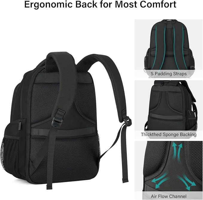 Hanke College Laptop Backpack Multi-Pocket, 18-Inch Large Travel Backpack - Image 7