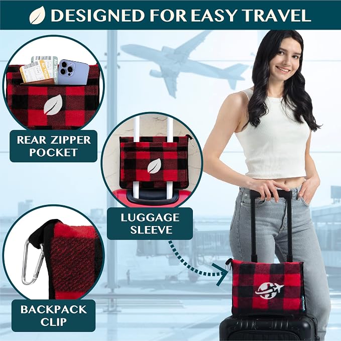 PAVILIA Travel Blanket and Pillow, Arms Opening Airplane Blankets - Image 4