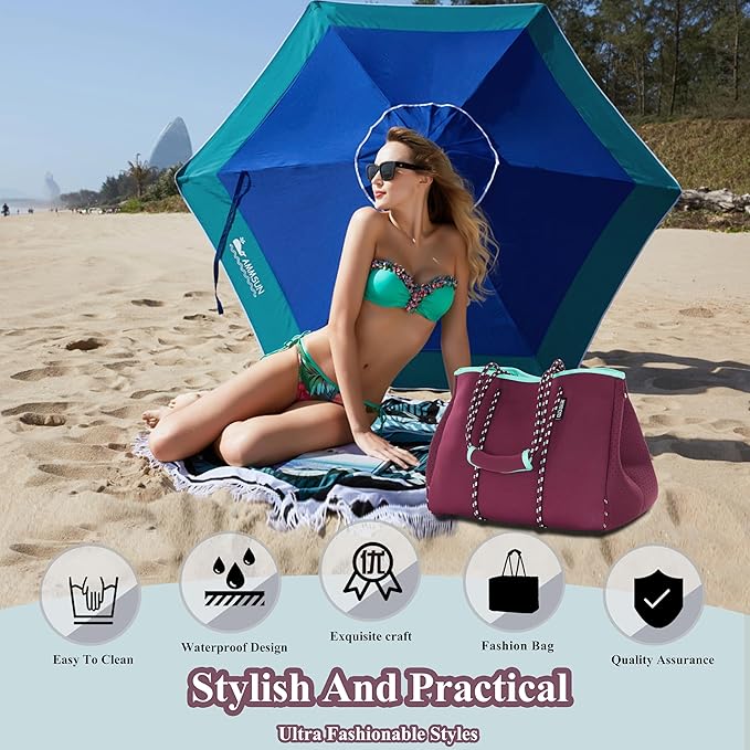 QOGiR Neoprene Multipurpose Beach Bag Tote - Image 4