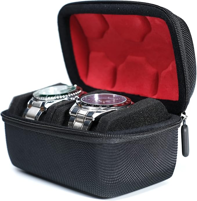 Hard Compact Watch Roll travel case, 2 Slots Portable holder and Organizer - Image 5
