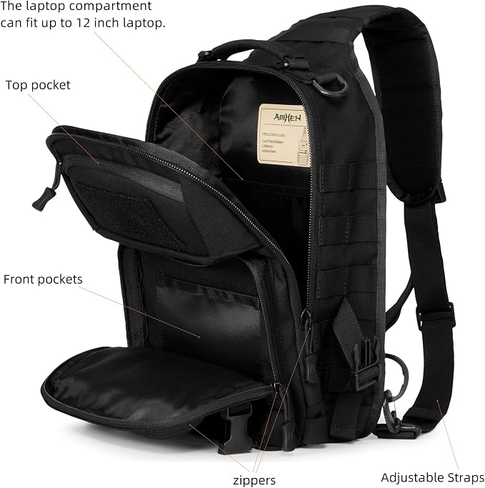15L Tactical Crossbody Sling Bag | Everyday One Shoulder Backpack Fit 12 Inch - Image 6