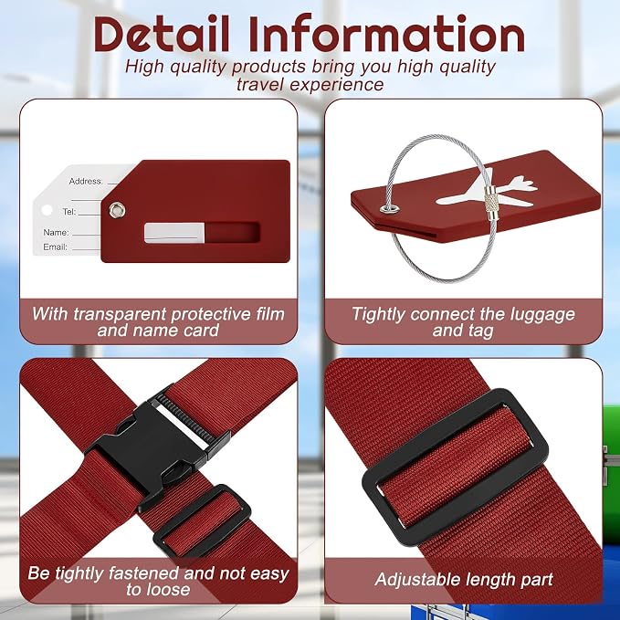Weewooday 8 Pcs Luggage Straps Suitcase Tags Set - Image 3