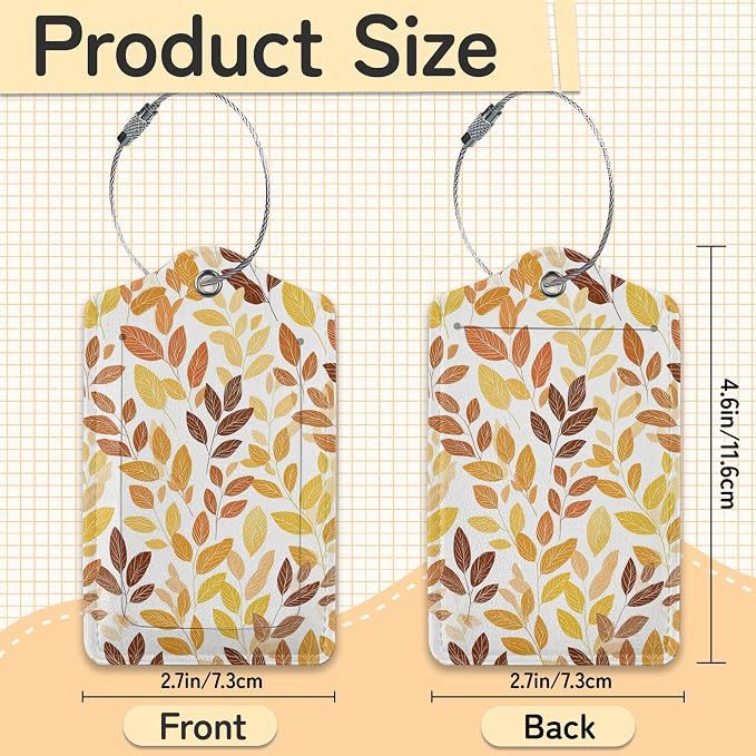 Hello Fall Luggage Tag for Suitcase, Autumn Leaves Design - Image 3