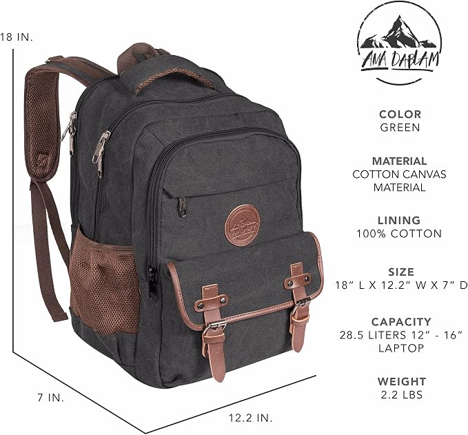Ama Dablam Premium Original Canvas Backpack/ 17”Laptop/XL-30L/ Many Pockets | - Image 6