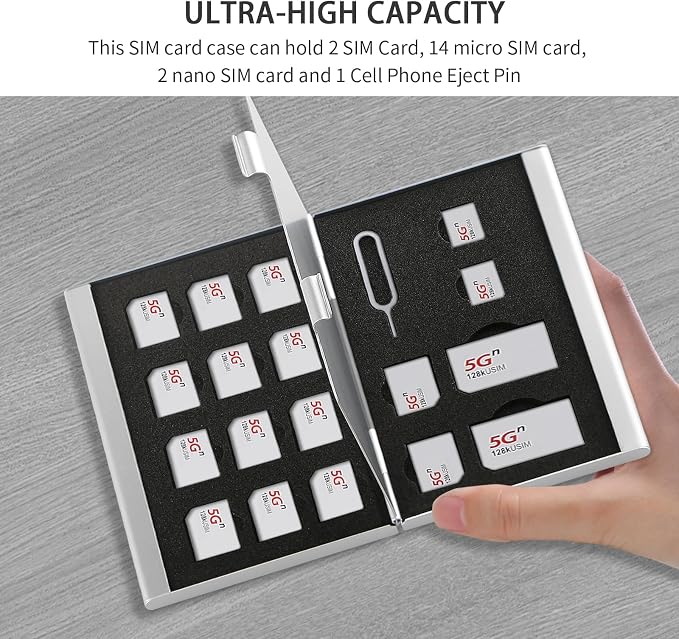 Aluminum SIM Card Case, 19Slots Ultrathin SIM Card Holder, Fit - Image 2