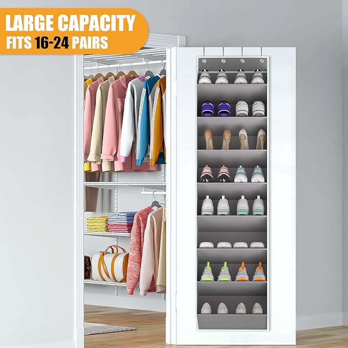 Over The Door Shoe Organizer Storage Fit 16-24 Pairs Hanging Shoe Rack Organiser - Image 2
