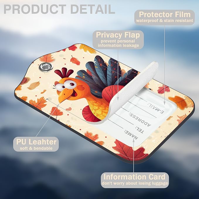 2 Pcs Thanksgiving Turkey Luggage Tags - Image 3