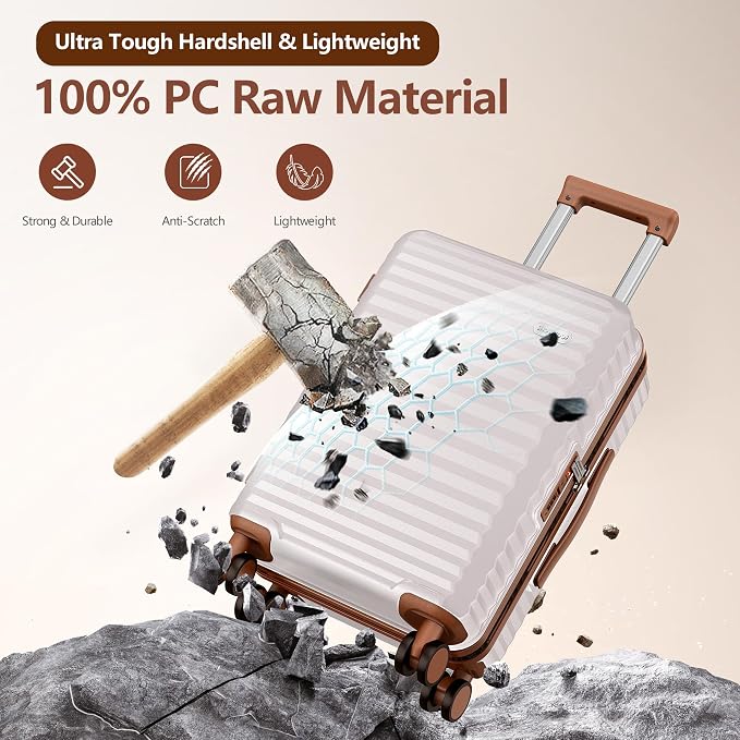 SHOWKOO Suitcase Hardside Expandable Luggage Set, Suitcase - Image 3