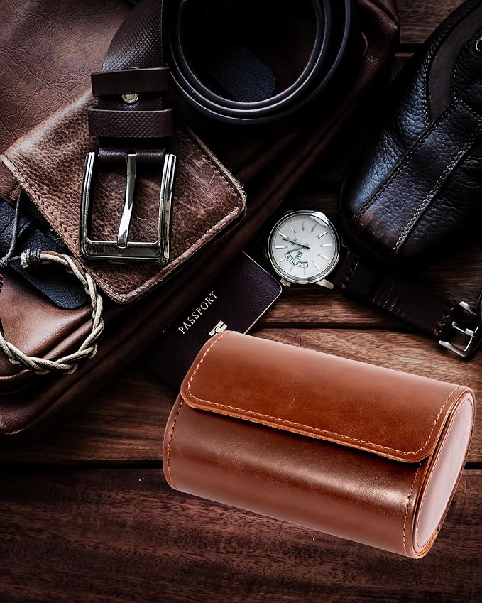 MR.OKAY 2 Watch Travel Case-Classic Leather Watch Case - Image 6