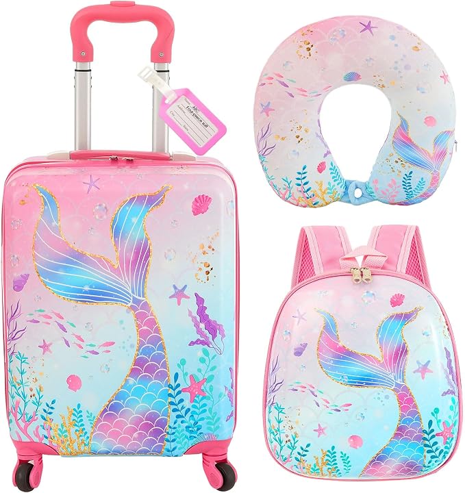 Sanwuta 4 Pcs Kids Luggage Set Kids Backpack Travel Rolling Suitcase by Sanwuta