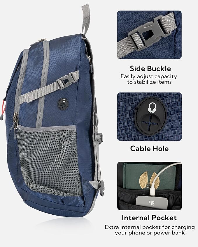 WATERFLY Lightweight Packable Hiking Backpack: 30L Foldable Travel Daypack - Image 4