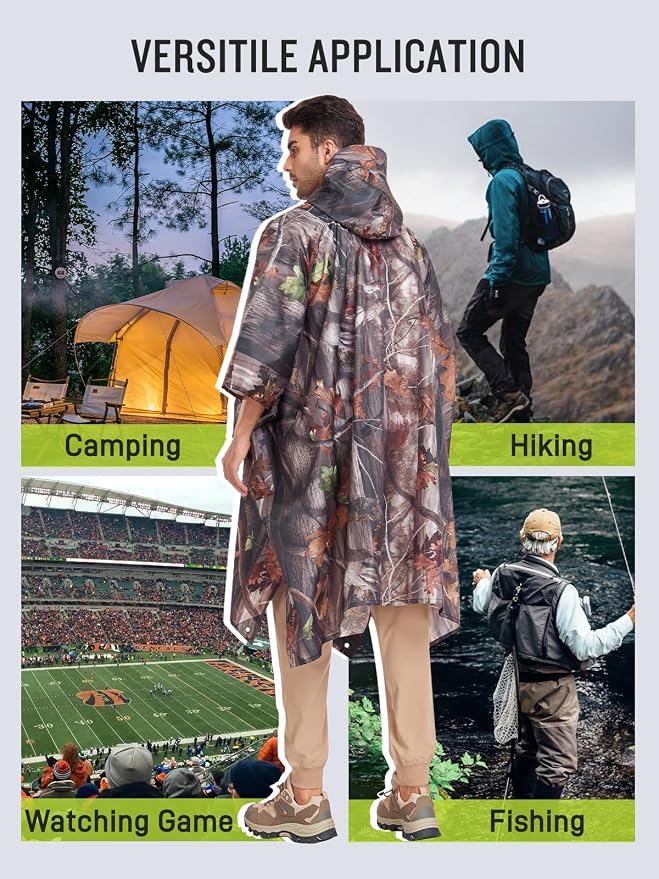 SaphiRose Extra Thick Hooded Rain Poncho Double Layer Waterproof Raincoat Jacket - Image 6