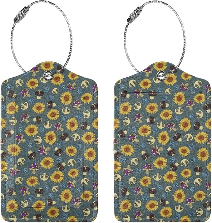 Sewant Mushrooms Leather Luggage Tag - Image 3
