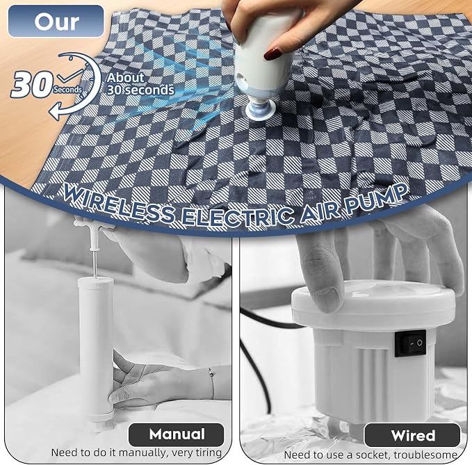 Vacuum Seal Bags for Clothing Travel w/Wireless Pump, Space Saver Vacuum - Image 5