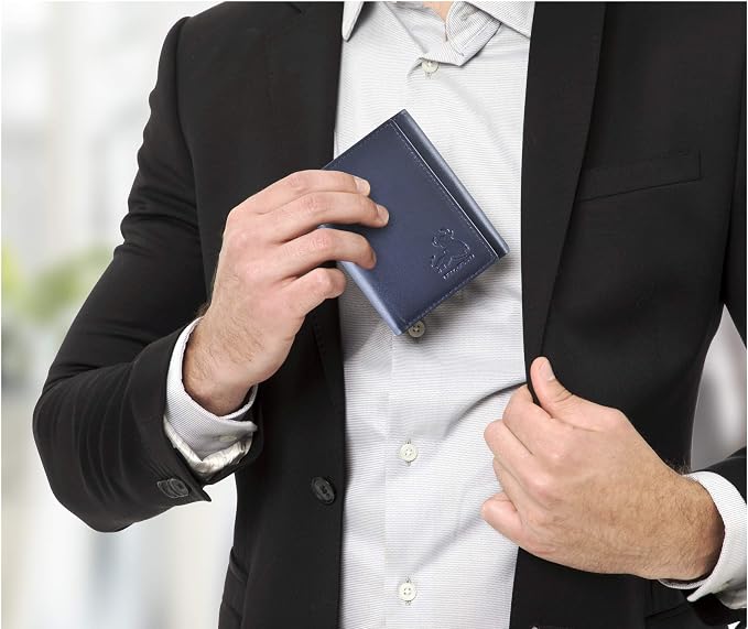 Leather Wallet for Men with RFID Blocking in Mountain Sky Blue - Image 5