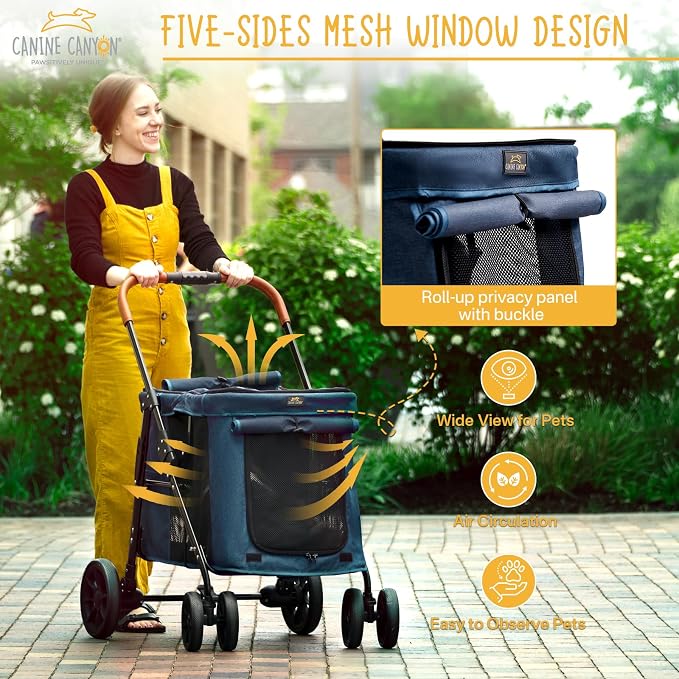 Upgraded 4 Wheels Pet Stroller for Small/Medium Dogs- One Button Fold, - Image 5