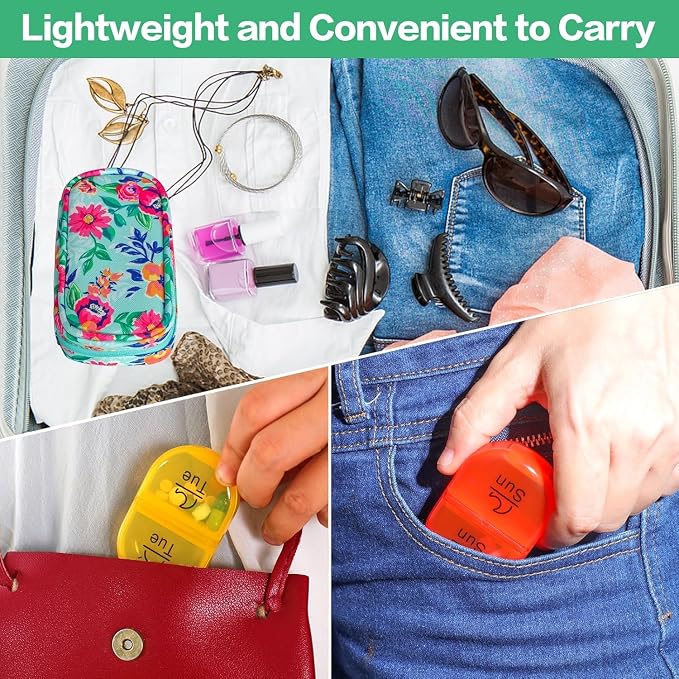 Serfeymi Weekly Travel Pill Organizer 2 Times A Day AM PM Upgraded Rainbow Pill - Image 6
